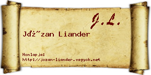 Józan Liander névjegykártya
